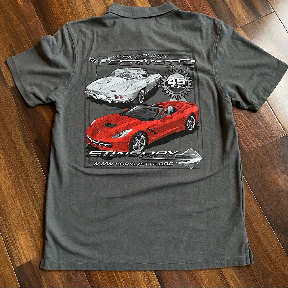 York County PA Corvette Club 45th Anniversary Polo Shirt Short Sleeve M Stingray